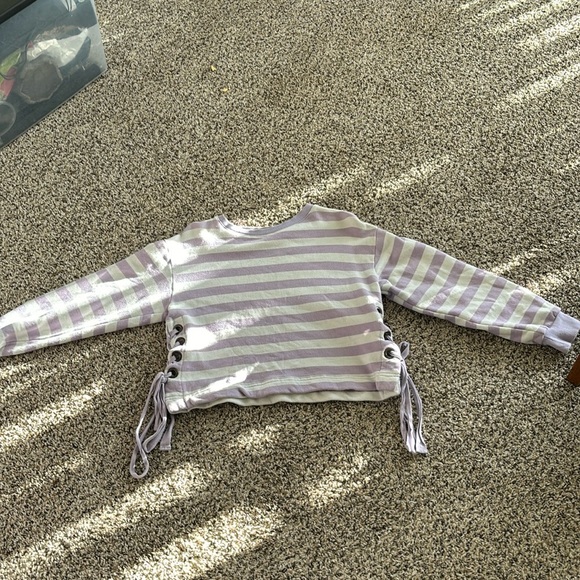 Light purple and white striped cropped women’s small sweater - Picture 1 of 1